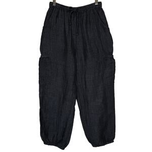 eskandar Linen Cargo Balloon Pants Grey Lagenlook size 0 / US 6-8